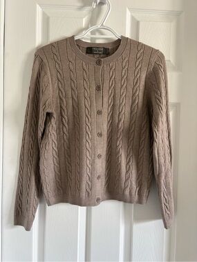 Primark Women's Taupe Cable-Knit Button Cardigan